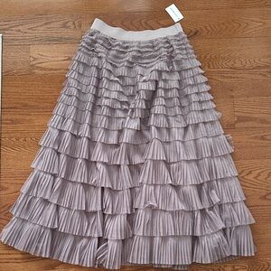 NWT Lucky Brand Layered Pleated Midi Skirt in blush pink MED